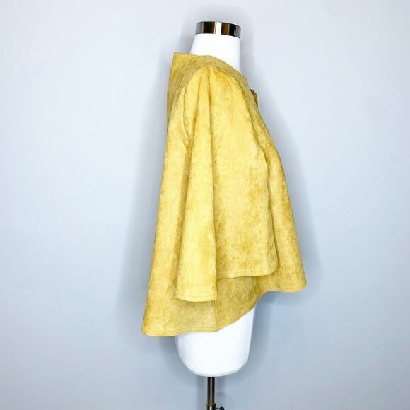 Jayley Collection S Small Faux Suede Capelet Camel Tan Soft Jacket Top Open - Picture 4 of 9